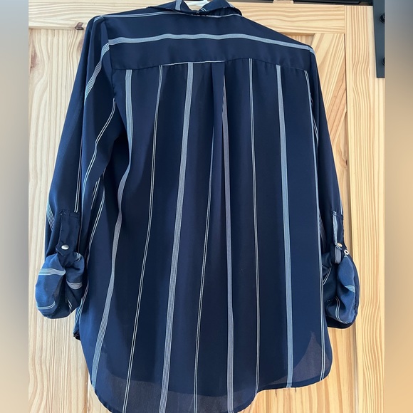 Dynamite Navy Stripped Blouse - Picture 2 of 3